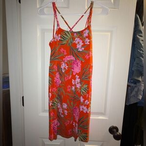 Old Navy Red Orange Hawaiian Floral Print Dress XS
